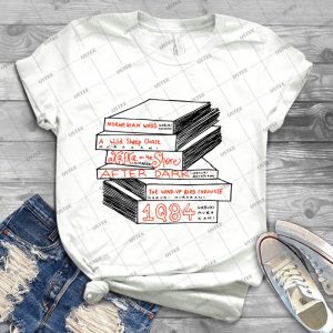 Haruki Murakami Book Stack - Best Unisex Trending Handmade T-shirt Gift Idea For Men T-shirt For Woman