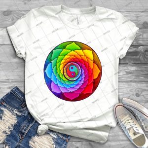 Healing Lotus Rainbow Yin Yang Psychedelic Mandala 30 - Trending Shirt For Women Vintage Retro Tee For Men Kid's T-Shirt Handmade Shirt