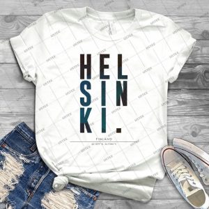 Helsinki City Name Print - Vintage Men's Shirt Tshirt For Women Classic Handmade Shirt Retro Graphic Tee