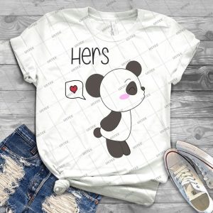 His & Hers Panda - Couple Shirts - Boy Version - Vintage Men's Shirt Tshirt For Women Classic Handmade Shirt Retro Graphic Tee