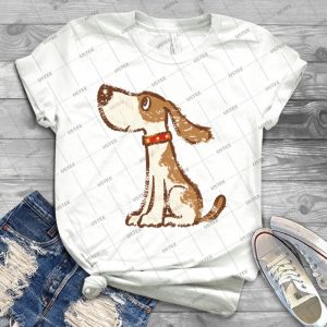 Hound Sitting 57 - Vintage Men's Shirt Tshirt For Women Classic Handmade Shirt Retro Graphic Tee