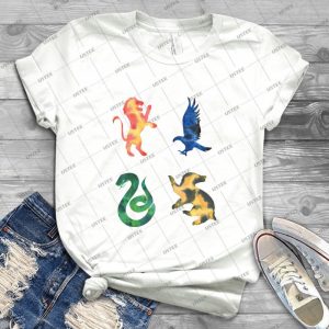 House Lion Snake Eagle Badger Watercolor - Gift Idea Shirt For Men Tee For Women Classic Retro Vintage Graphic T-Shirt