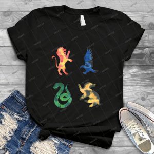 House Lion Snake Eagle Badger Watercolor 93 - Vintage Men's Shirt Tshirt For Women Classic Handmade Shirt Retro Graphic Tee