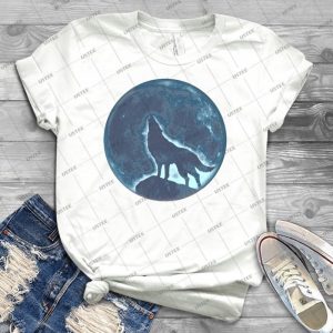 Howling Wolf, Full Moon, Fullmoon, Wild, Dog, Wolves 19 - Vintage Men's Shirt Tshirt For Women Classic Handmade Shirt Retro Graphic Tee