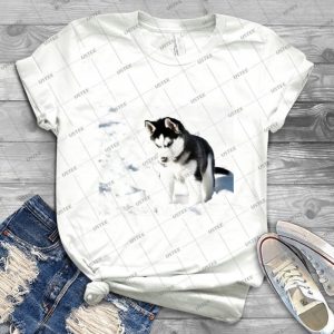 Husky Puppy Im Schnee - Vintage Men's Shirt Tshirt For Women Classic Handmade Shirt Retro Graphic Tee
