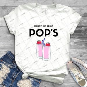 I D Rather Be At Pop S - Vintage Men's Shirt Tshirt For Women Classic Handmade Shirt Retro Graphic Tee