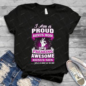 I M A Proud Step Mom Of Awesome Step Son Funny Gift 54 - Vintage Men's Shirt Tshirt For Women Classic Handmade Shirt Retro Graphic Tee