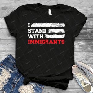 I Stand With Immigrants T Shirt Usa Flag Country Shirts - Gift Idea Shirt For Men Tee For Women Classic Retro Vintage Graphic T-Shirt
