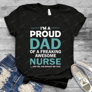 Ich Bin Ein Stolzer Vater Der Verrã¼ckten Krankenschwester 18 - Vintage Men's Shirt Tshirt For Women Classic Handmade Shirt Retro Graphic Tee