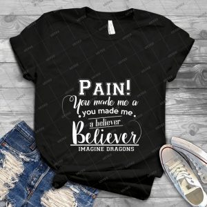 Imagine Dragons-believer- - Vintage Men's Shirt Tshirt For Women Classic Handmade Shirt Retro Graphic Tee