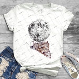 In Which A Moth Is Enticed By The Light Of The Moon 22 - Vintage Men's Shirt Tshirt For Women Classic Handmade Shirt Retro Graphic Tee