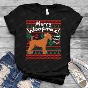 Irish Terrier Merry Woofmas, Ugly Christmas Sweater - Best Unisex Trending Handmade T-shirt Gift Idea For Men T-shirt For Woman
