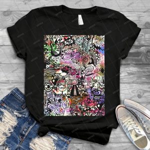 Ironic Chaos - - Black And White With Color - 52 - Vintage Men's Shirt Tshirt For Women Classic Handmade Shirt Retro Graphic Tee