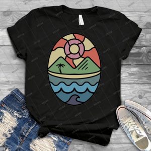 Island Landscapes With Black Outline - Best Unisex Trending Handmade T-shirt Gift Idea For Men T-shirt For Woman