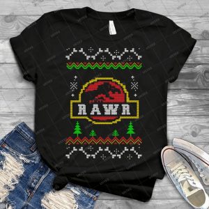 Jurassic Park Dinosaurs Xmas Sweater - Gift Idea Shirt For Men Tee For Women Classic Retro Vintage Graphic T-Shirt