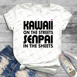 Kawaii On The Streets, Senpai In The Sheets - Vintage Men's Shirt Tshirt For Women Classic Handmade Shirt Retro Graphic Tee