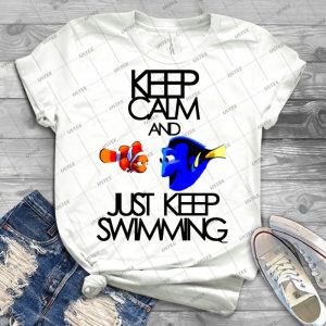 Keep Calm And Just Keep Swimming - Vintage Men's Shirt Tshirt For Women Classic Handmade Shirt Retro Graphic Tee