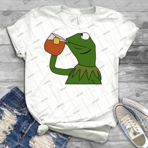 Kermit Sipping Tea Meme King But That S None Of My Business - Vintage Men's Shirt Tshirt For Women Classic Handmade Shirt Retro Graphic Tee