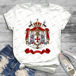 Knights Templar - Coat Of Arms Over White Leather 16 - Trending Shirt For Women Vintage Retro Tee For Men Kid's T-Shirt Handmade Shirt
