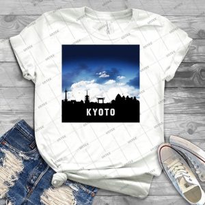 Kyoto Japan Skyline Cityscape Nightfall - Best Unisex Trending Handmade T-shirt Gift Idea For Men T-shirt For Woman