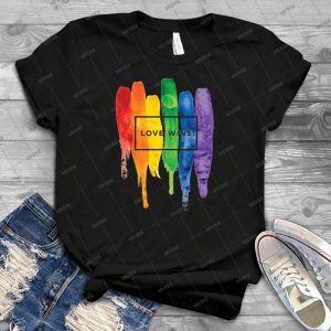 L&39;amour Lgbt Aquarelle Gagne Peinture Arc-en-ciel Typographique 80 - Vintage Men's Shirt Tshirt For Women Classic Handmade Shirt Retro Graphic Tee