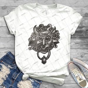 Labyrinth Door Knocker Ink Illustration - Vintage Men's Shirt Tshirt For Women Classic Handmade Shirt Retro Graphic Tee