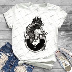 Lady Light- 4 - Vintage Men's Shirt Tshirt For Women Classic Handmade Shirt Retro Graphic Tee
