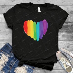 Lgbtq Watercolor Love Heart - Vintage Men's Shirt Tshirt For Women Classic Handmade Shirt Retro Graphic Tee