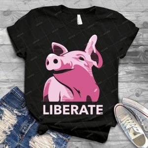 Liberate - Pig, No Background - 73 - Vintage Men's Shirt Tshirt For Women Classic Handmade Shirt Retro Graphic Tee