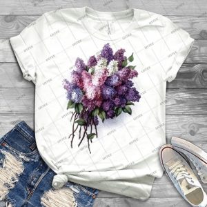 Lilac Bouquet - Vintage Men's Shirt Tshirt For Women Classic Handmade Shirt Retro Graphic Tee