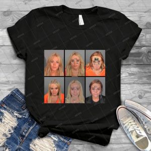 Lindsay Lohan Mugshots 8 - Vintage Men's Shirt Tshirt For Women Classic Handmade Shirt Retro Graphic Tee