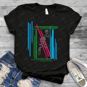 Lines With Skulls 22 - Vintage Men's Shirt Tshirt For Women Classic Handmade Shirt Retro Graphic Tee