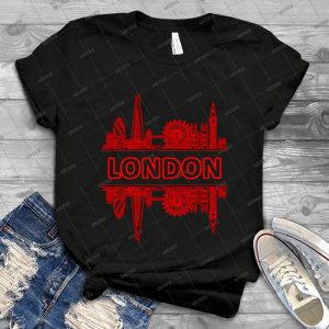 London City Uk - Black Red - 79 - Vintage Men's Shirt Tshirt For Women Classic Handmade Shirt Retro Graphic Tee
