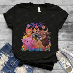 Love All Animals  16 - Vintage Men's Shirt Tshirt For Women Classic Handmade Shirt Retro Graphic Tee