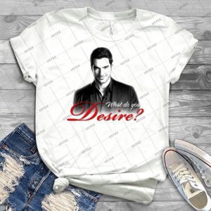 Lucifer Morningstar-What Do You Desire - Vintage Men's Shirt Tshirt For Women Classic Handmade Shirt Retro Graphic Tee