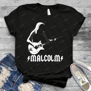 Malcolm Young - Vintage Men's Shirt Tshirt For Women Classic Handmade Shirt Retro Graphic Tee