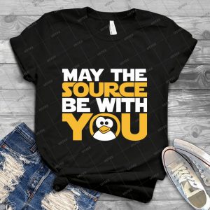 May The Source Be With You-Tux Edition - Gift Idea Shirt For Men Tee For Women Classic Retro Vintage Graphic T-Shirt