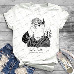 Meowdernart - Frida Catlo 34 - Vintage Men's Shirt Tshirt For Women Classic Handmade Shirt Retro Graphic Tee