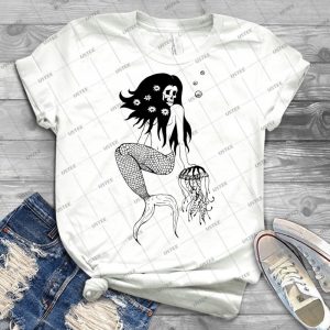 Mermaid T Shirt 38 - Vintage Men's Shirt Tshirt For Women Classic Handmade Shirt Retro Graphic Tee