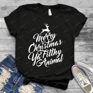 Merry Christmas Ya Filthy Animal Home Alone Movie Quote Design - Best Unisex Trending Handmade T-shirt Gift Idea For Men T-shirt For Woman