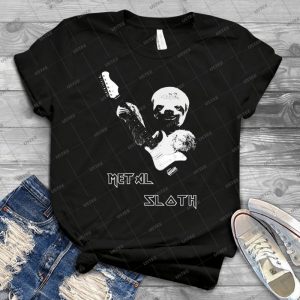 Metal Sloth Funny Sloth Playing The Guitar Heavy Metal Music T Shirt - Best Unisex Trending Handmade T-shirt Gift Idea For Men T-shirt For Woman