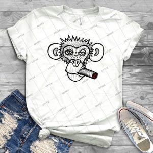 Monkey With Cigar - Vintage Men's Shirt Tshirt For Women Classic Handmade Shirt Retro Graphic Tee