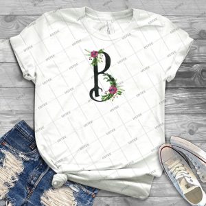 Monogram B With Floral Wreath 97 - Trending Shirt For Women Vintage Retro Tee For Men Kid's T-Shirt Handmade Shirt