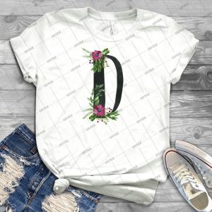 Monogram D With Floral Wreath 62 - Trending Shirt For Women Vintage Retro Tee For Men Kid's T-Shirt Handmade Shirt