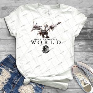 Monster Hunter World 2018 Rathalos Monster & Mhw Logo - Best Unisex Trending Handmade T-shirt Gift Idea For Men T-shirt For Woman