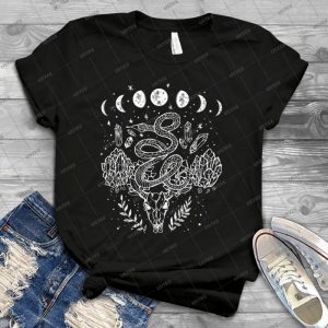 Moon Phases, Snakes, And Crystals Witchy Design - Best Unisex Trending Handmade T-shirt Gift Idea For Men T-shirt For Woman