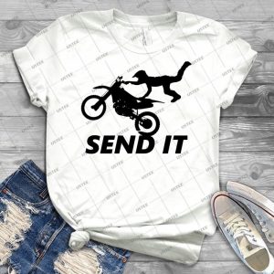 Motorcycle Send It - Vintage Men's Shirt Tshirt For Women Classic Handmade Shirt Retro Graphic Tee