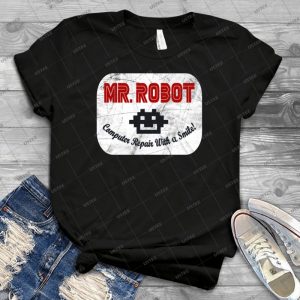 Mr Robot-Computer Repair With A Smile - Gift Idea Shirt For Men Tee For Women Classic Retro Vintage Graphic T-Shirt
