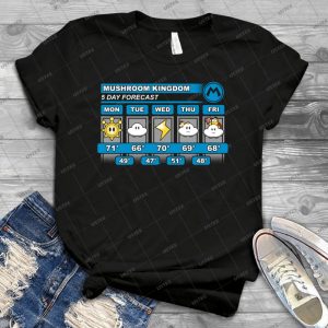 Mushroom Kingdom 5 Day Weather Forecast - Gift Idea Shirt For Men Tee For Women Classic Retro Vintage Graphic T-Shirt