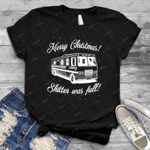 National Lampoons Christmas -Shitter Was Full - Red - - Gift Idea Shirt For Men Tee For Women Classic Retro Vintage Graphic T-Shirt
